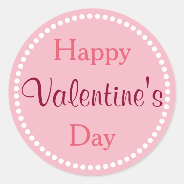 Frohes Valentinstag, rosa und weiß Runder Aufkleber (Vorderseite)