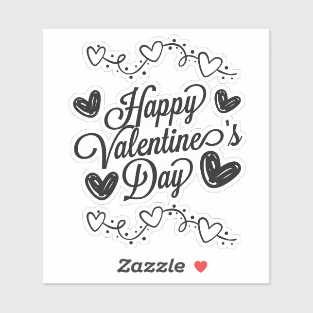 Frohes Valentinstag Typografie Lettering Aufkleber (Blatt)
