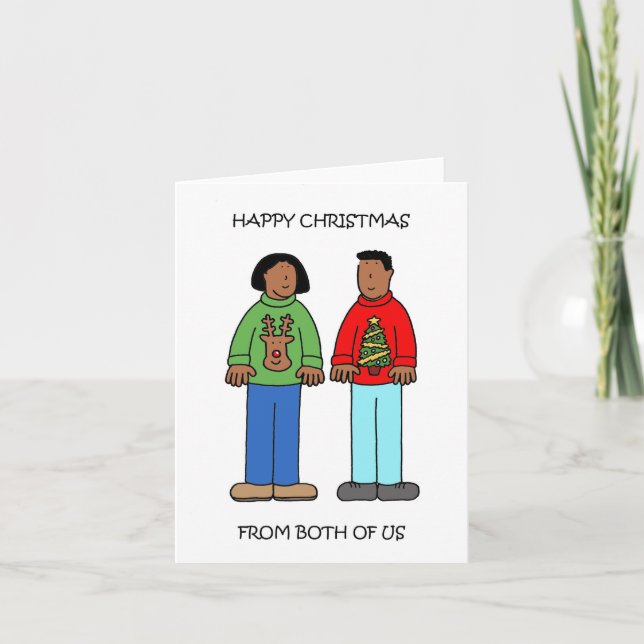 Frohes Weihnachten aus dem afroamerikanischen Paar Karte (Vorderseite)