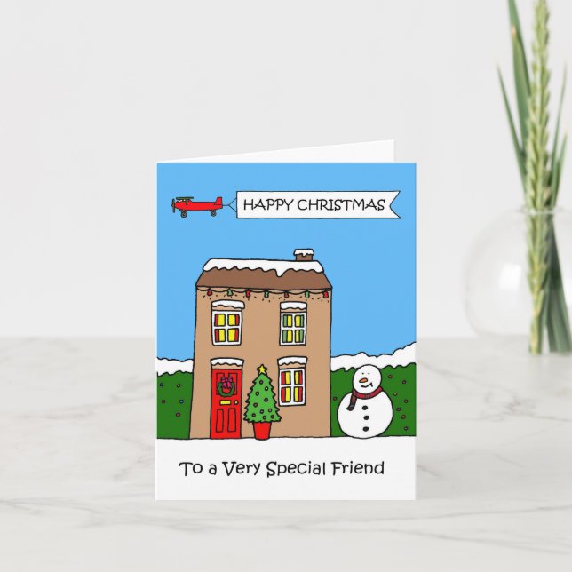 Frohes Weihnachten bis zum Friend Festive House Karte (Vorderseite)