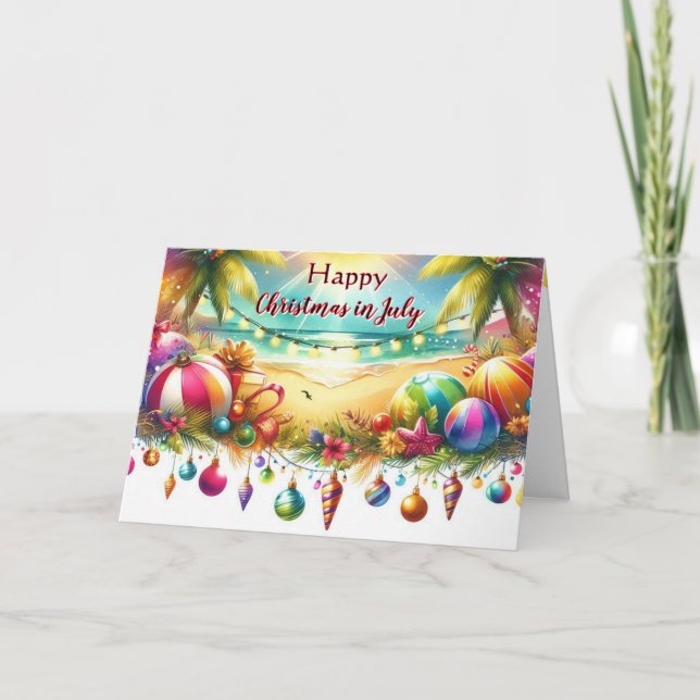 Frohes Weihnachten im Juli Tropische Weihnachtskar (Vorderseite)