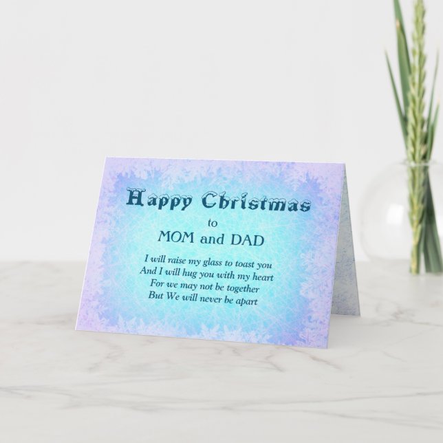 Frohes Weihnachten Mama & Vater Distance Gruß Karte (Vorderseite)