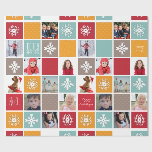 Frohes Weihnachts-Foto-Wrapping Paper Geschenkpapier (Flach)