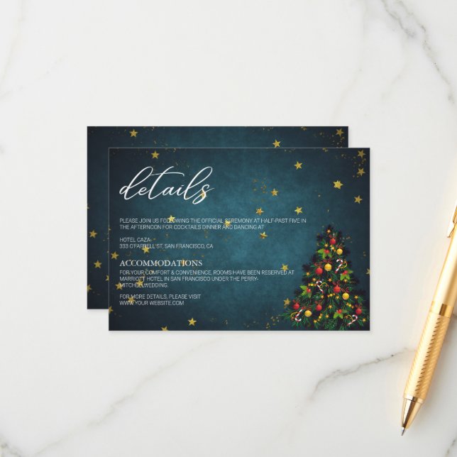 Frohes Weihnachtsfest Party Details Karte (Vorderseite/Rückseite Beispiel)