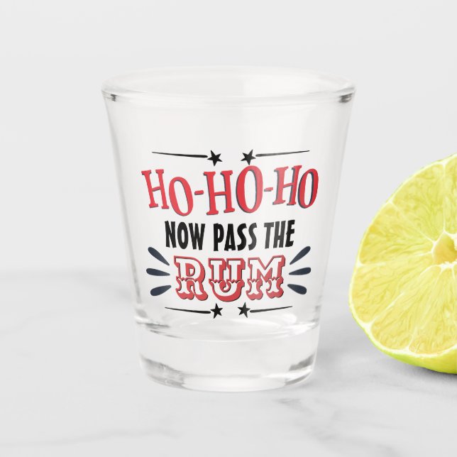 Frohes Weihnachtsgetränk, wer den Rum passiert Schnapsglas (Vorderseite)