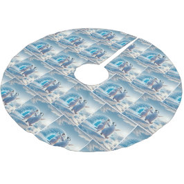 Frohes Weihnachtspenguins Tanzen Polyester Weihnachtsbaumdecke