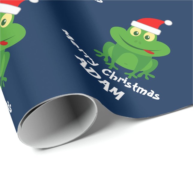 Frohgrüner Frosch Weihnachtsverpackung für Kinder Geschenkpapier (Rolleneckpunkt)
