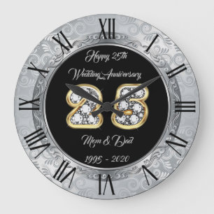 Fröhlich Anpassen Silber 25. Jubiläum Große Wanduhr