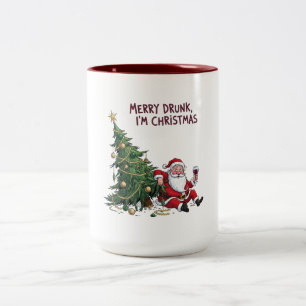 Fröhlich Betrunken, ich bin Weihnachtsmann Zweifarbige Tasse