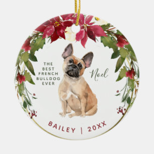 Fröhlich das Foto Weihnachtsfranzösisch Bulldogg Keramik Ornament