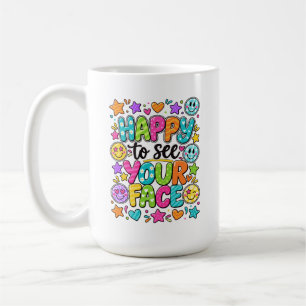 Fröhlich, dein Gesicht zu sehen, bunter Smiley-Zit Kaffeetasse