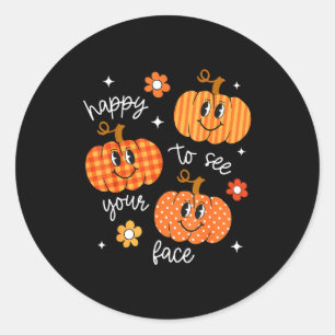 Fröhlich, dein Gesicht zu sehen Kürbis Halloween H Runder Aufkleber