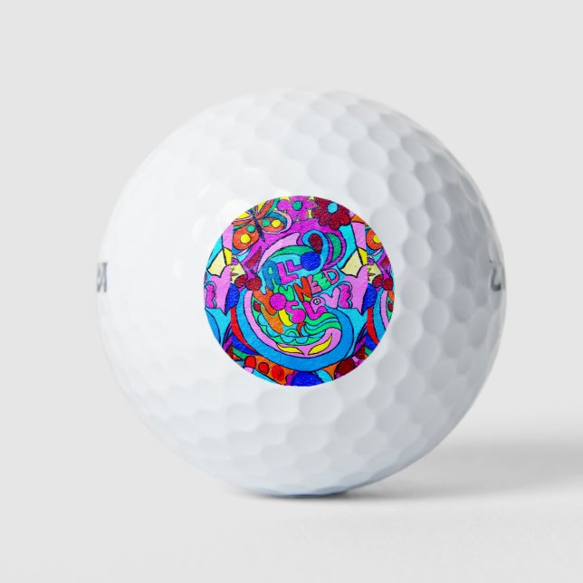 fröhlich farbenfrohe Ruhe und Liebe Golfball (Vorderseite)