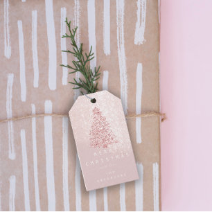 Fröhlich Feiertags-Weihnachtsbaum-Rosen-Schnee Geschenkanhänger