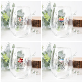 Fröhlich, Freude, Beifall, gemütlich | Monogramm W Weinglas Ohne Stiel