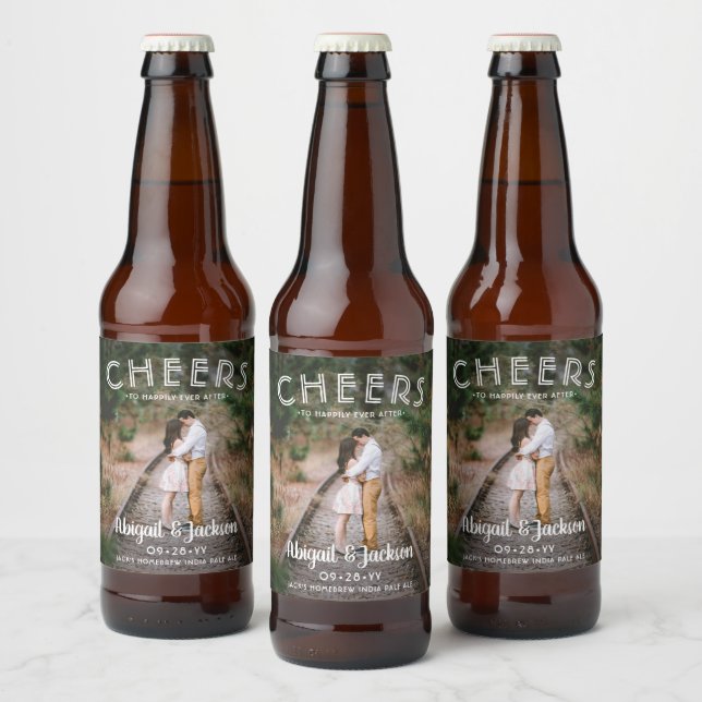 Fröhlich für immer nach dem Foto Gastgeschenk Hoch Bierflaschenetikett (Flaschen)
