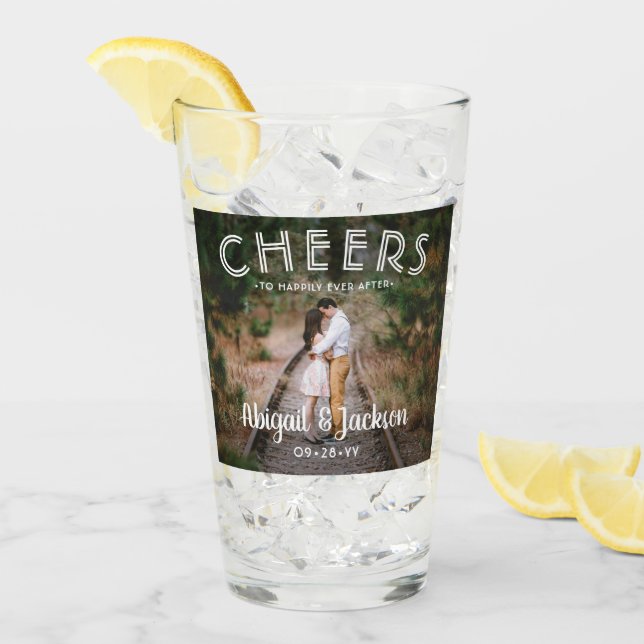 Fröhlich für immer nach dem Foto Gastgeschenk Hoch Glas (Vorderseite Ice)