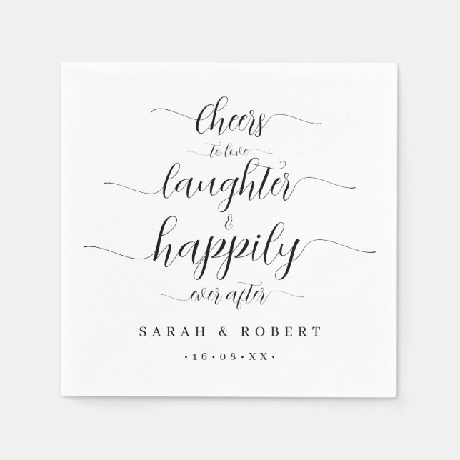 Fröhlich für Liebe Lachen & Happily für immer Serviette (Vorderseite)
