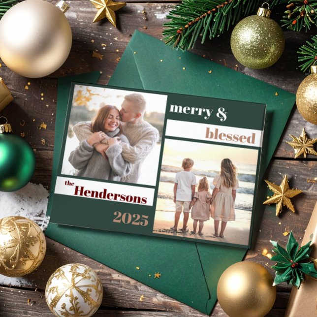 Fröhlich gesegnetes Weihnachtsgebäck Foto Green Feiertagskarte (Von Creator hochgeladen)