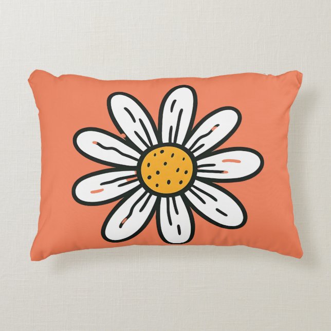 Fröhlich handGezeichnet Daisy Cushion Retro y'l St Dekokissen (Vorderseite)