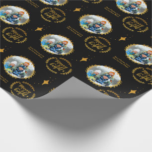 Fröhlich & Hell mit individuellem Foto - Gold und  Geschenkpapier