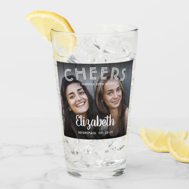 Fröhlich immer nach dem Foto Brautparty Glas (Vorderseite Ice)