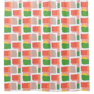 Fröhlich rosa Gelbgrün-Orangenlachs Koralle Duschvorhang