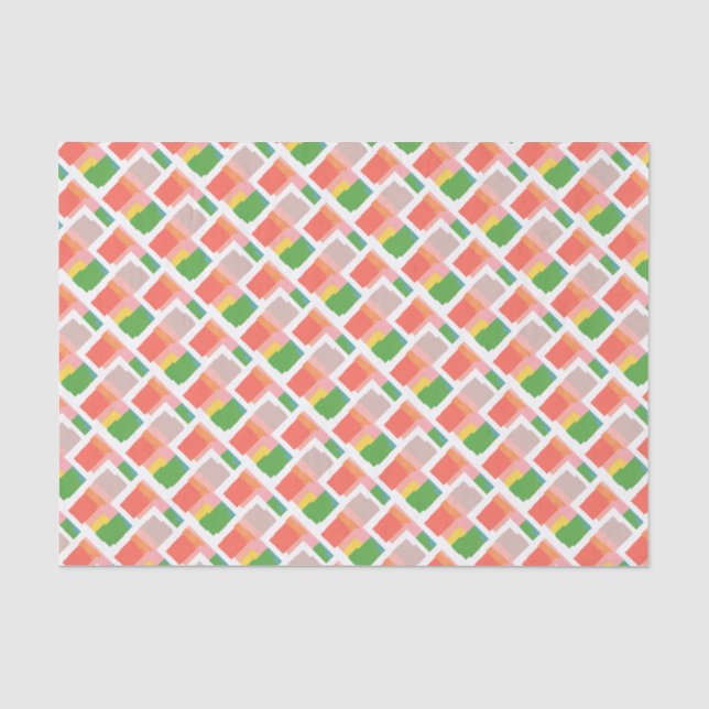 Fröhlich rosa Gelbgrün-Orangenlachs Koralle Seidenpapier (Vorderseite)