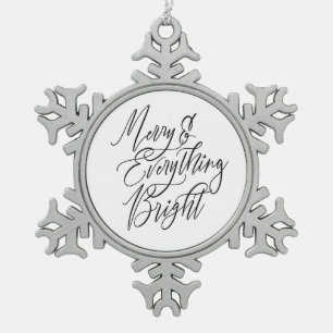 Fröhlich und alles hell Schwarz und Weiß Schneeflocken Zinn-Ornament