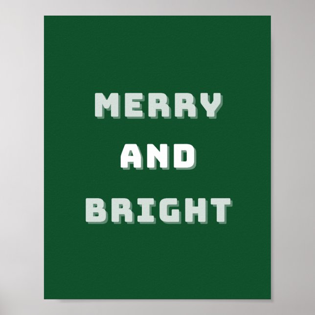 Fröhlich und hell, grüne Weihnachtskunst, Urlaub Poster (Vorne)