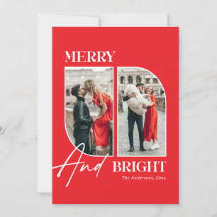 Fröhlich und Hell Moderne rote Weihnachtsfotos Feiertagskarte