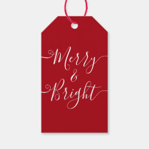 fröhlich und hell   Moderne Typografie Rote Weihna Geschenkanhänger