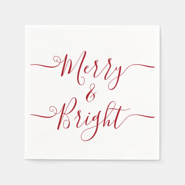 fröhlich und hell | Moderne Typografie Rote Weihna Serviette (Vorderseite)