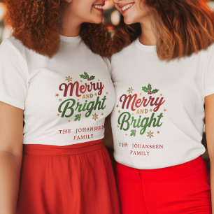 Fröhlich und hell Moderne Weihnachten Rot und Grün T-Shirt