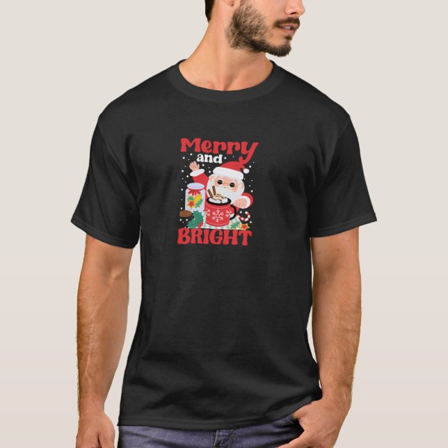 Fröhlich und hell rosa Weihnachtsmann T-Shirt (Vorderseite)