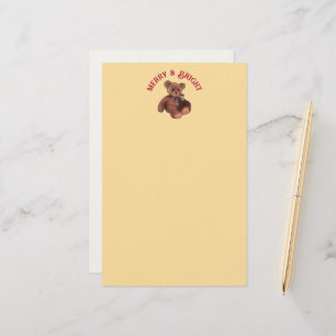 Fröhlich und Hell Süßer Teddybär Winterfeiertag Briefpapier