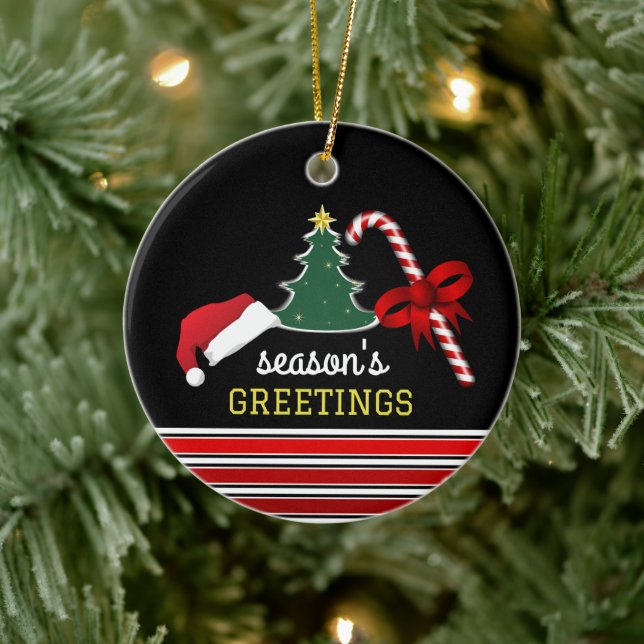 Fröhlich und hell, Weihnachten Foto Keramik Ornament (Baum)