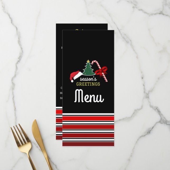 Fröhlich und hell, Weihnachten Menükarte (Vorderseite/Rückseite Beispiel)