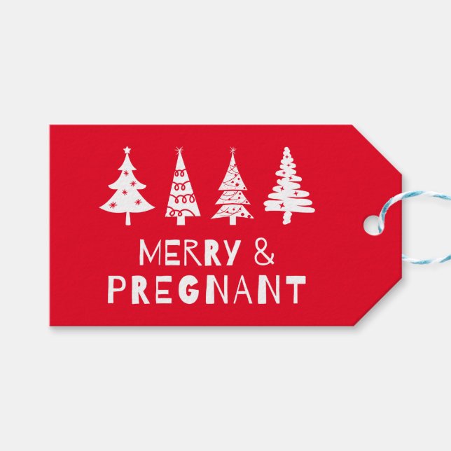 Fröhlich und schwanger zu Weihnachten Geschenkanhänger (Vorderseite (Horizontal))