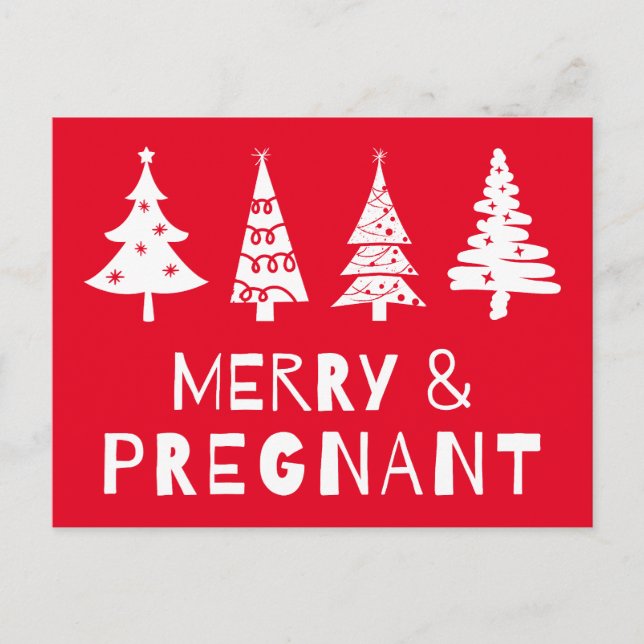 Fröhlich und schwanger zu Weihnachten Postkarte (Vorderseite)