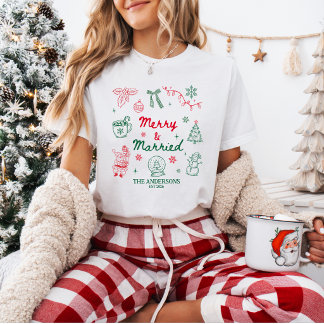 Fröhlich und Verheiratet Rote und Grüne Doodles Be T-Shirt