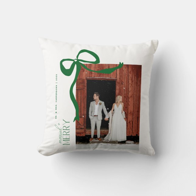 Fröhlich und verheiratet Schrift 2 Fotos Weihnacht Kissen (Vorderseite)