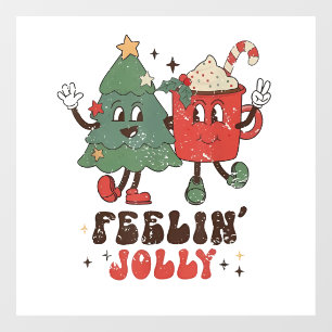 Fröhlich Weihnachten Heiße Schokolade Groovy Weihn Fensteraufkleber