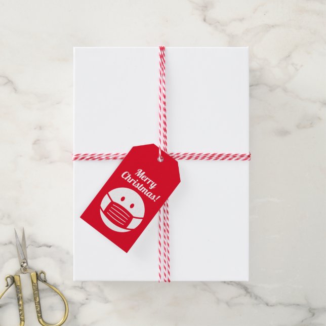 Fröhlich Weihnachts covid Symbol Gesichtsmaske lei Geschenkanhänger (Mit Garn)