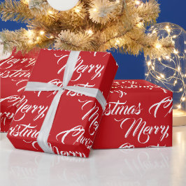 Fröhlich Weihnachts Rot-Schrift elegant Geschenkpapier