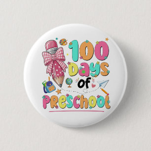Fröhliche 100 Schultage Rosa Schleife Button
