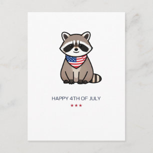 Fröhliche 4. Juli patriotische Waschbär-Kunst Postkarte