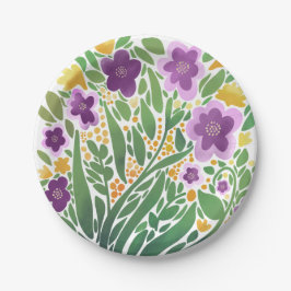 Fröhliche Abstrakte Blüte Pappteller