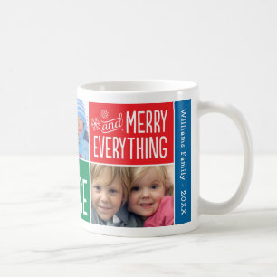 Fröhliche alles farbenfrohe Weihnachtsfoto Collage Kaffeetasse