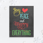 Fröhliche alles Schwarze Chalkboard farbenfrohe Fe Leinwanddruck<br><div class="desc">Die farbenfrohe und moderne Leinwand Art Design zeichnet sich durch den Begriff "Freude,  Liebe,  Frieden und Merry Everything" aus. Fett gedruckt und modern auf einem schwarzen Chalkboard-Hintergrund.</div>